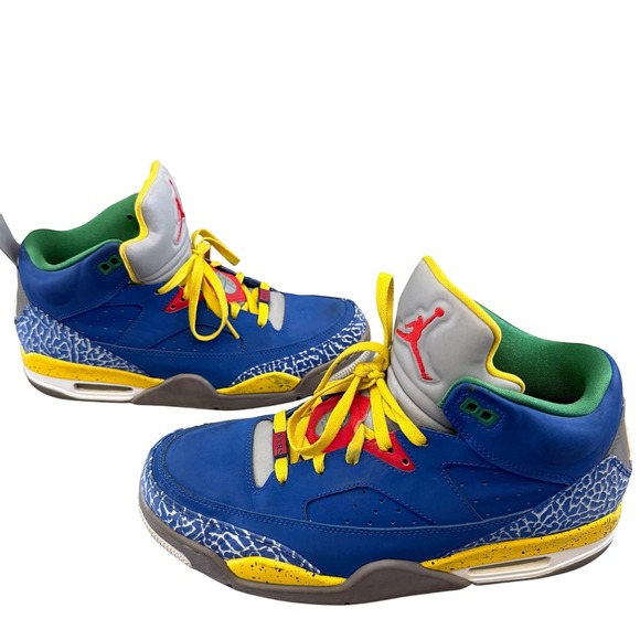 Jordan Son of Mars Low 580603-433 Size 10.5 Used Blue Yellow Elephant Print 2013